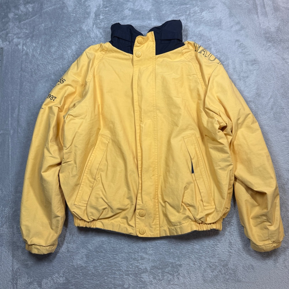 Vintage Nautica Reversible Jacket Mens XL Yellow Sailing J-Class Challenge 90s